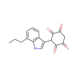 CCCc1cccc2c(C3C(=O)C(=O)CC(=O)C3=O)c[nH]c12 ZINC000100836188