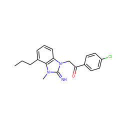 CCCc1cccc2c1n(C)c(=N)n2CC(=O)c1ccc(Cl)cc1 ZINC000029128141