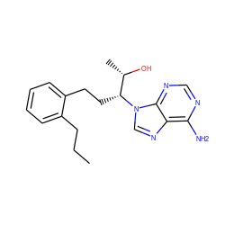 CCCc1ccccc1CC[C@H]([C@H](C)O)n1cnc2c(N)ncnc21 ZINC000095584386