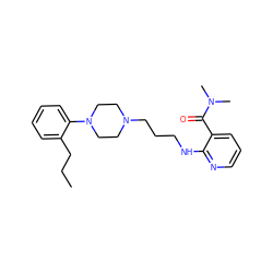 CCCc1ccccc1N1CCN(CCCNc2ncccc2C(=O)N(C)C)CC1 ZINC000003825354