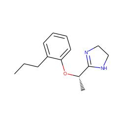 CCCc1ccccc1O[C@@H](C)C1=NCCN1 ZINC000096934308