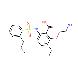 CCCc1ccccc1S(=O)(=O)Nc1ccc(CC)c(OCCN)c1C(=O)O ZINC000014965103