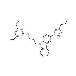 CCCc1cn(-c2ccc3c(c2)c2c(n3CCCOc3nc(CC)cc(CC)n3)CCCC2)nn1 ZINC000095576391