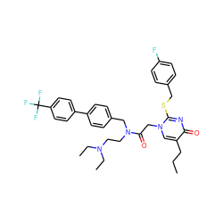 CCCc1cn(CC(=O)N(CCN(CC)CC)Cc2ccc(-c3ccc(C(F)(F)F)cc3)cc2)c(SCc2ccc(F)cc2)nc1=O ZINC000026008530