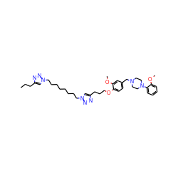 CCCc1cn(CCCCCCCCn2cc(CCCOc3ccc(CN4CCN(c5ccccc5OC)CC4)cc3OC)nn2)nn1 ZINC000072110924