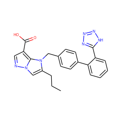 CCCc1cn2ncc(C(=O)O)c2n1Cc1ccc(-c2ccccc2-c2nnn[nH]2)cc1 ZINC000003784352