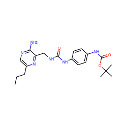 CCCc1cnc(N)c(CNC(=O)Nc2ccc(NC(=O)OC(C)(C)C)cc2)n1 ZINC000473155333