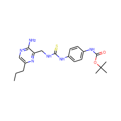 CCCc1cnc(N)c(CNC(=S)Nc2ccc(NC(=O)OC(C)(C)C)cc2)n1 ZINC000071281623