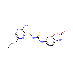 CCCc1cnc(N)c(CNC(=S)Nc2ccc3[nH]c(=O)oc3c2)n1 ZINC000071294757