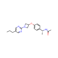 CCCc1cnc(N2CC(Oc3ccc([C@@H](C)NC(C)=O)cc3)C2)nc1 ZINC000142229380