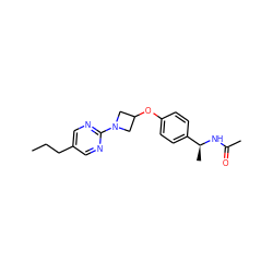 CCCc1cnc(N2CC(Oc3ccc([C@H](C)NC(C)=O)cc3)C2)nc1 ZINC000142229576