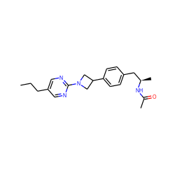 CCCc1cnc(N2CC(c3ccc(C[C@@H](C)NC(C)=O)cc3)C2)nc1 ZINC000149632559