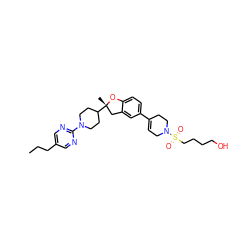 CCCc1cnc(N2CCC([C@@]3(C)Cc4cc(C5=CCN(S(=O)(=O)CCCCO)CC5)ccc4O3)CC2)nc1 ZINC000169337208