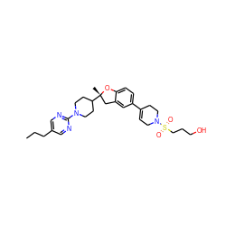 CCCc1cnc(N2CCC([C@@]3(C)Cc4cc(C5=CCN(S(=O)(=O)CCCO)CC5)ccc4O3)CC2)nc1 ZINC000169337205