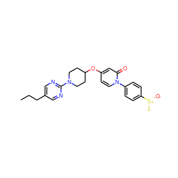 CCCc1cnc(N2CCC(Oc3ccn(-c4ccc([S@@+](C)[O-])cc4)c(=O)c3)CC2)nc1 ZINC000118659913