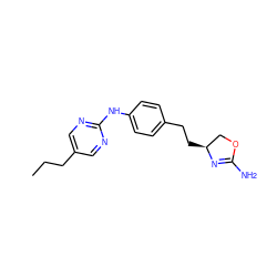 CCCc1cnc(Nc2ccc(CC[C@H]3COC(N)=N3)cc2)nc1 ZINC000169701184