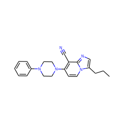 CCCc1cnc2c(C#N)c(N3CCN(c4ccccc4)CC3)ccn12 ZINC000045386729