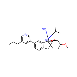 CCCc1cncc(-c2ccc3c(c2)[C@]2(N=C(N)N(C(C)C)C2=O)C2(CCC(OC)CC2)C3)c1 ZINC000201234050