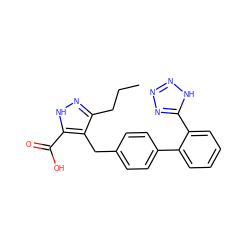 CCCc1n[nH]c(C(=O)O)c1Cc1ccc(-c2ccccc2-c2nnn[nH]2)cc1 ZINC000013833920