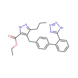 CCCc1n[nH]c(C(=O)OCC)c1Cc1ccc(-c2ccccc2-c2nnn[nH]2)cc1 ZINC000013833904