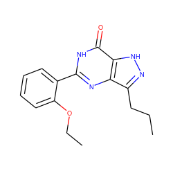 CCCc1n[nH]c2c(=O)[nH]c(-c3ccccc3OCC)nc12 ZINC000029488267