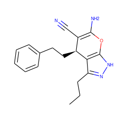 CCCc1n[nH]c2c1[C@@H](CCc1ccccc1)C(C#N)=C(N)O2 ZINC000005074861