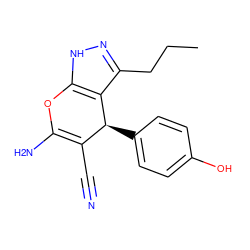 CCCc1n[nH]c2c1[C@@H](c1ccc(O)cc1)C(C#N)=C(N)O2 ZINC000004599464