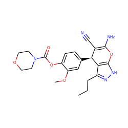 CCCc1n[nH]c2c1[C@@H](c1ccc(OC(=O)N3CCOCC3)c(OC)c1)C(C#N)=C(N)O2 ZINC000006498242