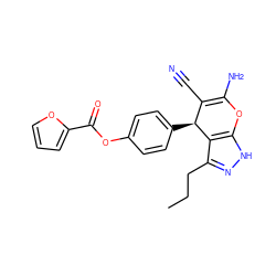 CCCc1n[nH]c2c1[C@@H](c1ccc(OC(=O)c3ccco3)cc1)C(C#N)=C(N)O2 ZINC000005564105