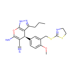 CCCc1n[nH]c2c1[C@@H](c1ccc(OC)c(CSC3=NCCS3)c1)C(C#N)=C(N)O2 ZINC000006492335