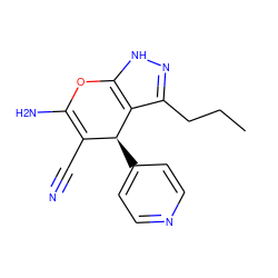 CCCc1n[nH]c2c1[C@@H](c1ccncc1)C(C#N)=C(N)O2 ZINC000005092566