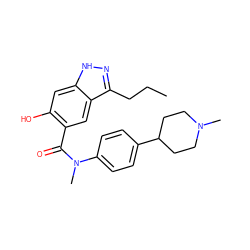 CCCc1n[nH]c2cc(O)c(C(=O)N(C)c3ccc(C4CCN(C)CC4)cc3)cc12 ZINC001772629823