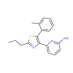 CCCc1nc(-c2cccc(N)n2)c(-c2ccccc2C)s1 ZINC000027635392