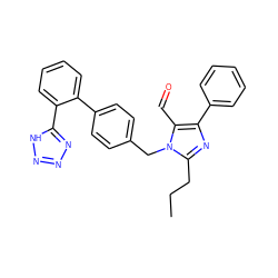 CCCc1nc(-c2ccccc2)c(C=O)n1Cc1ccc(-c2ccccc2-c2nnn[nH]2)cc1 ZINC000028106875