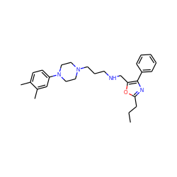 CCCc1nc(-c2ccccc2)c(CNCCCN2CCN(c3ccc(C)c(C)c3)CC2)o1 ZINC000053296932