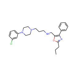 CCCc1nc(-c2ccccc2)c(CNCCCN2CCN(c3cccc(Cl)c3)CC2)o1 ZINC000053230517