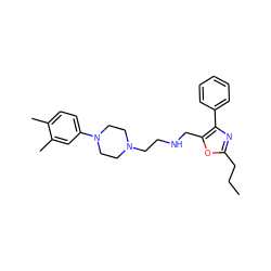 CCCc1nc(-c2ccccc2)c(CNCCN2CCN(c3ccc(C)c(C)c3)CC2)o1 ZINC000053243854