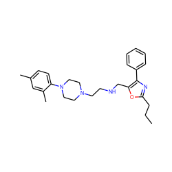 CCCc1nc(-c2ccccc2)c(CNCCN2CCN(c3ccc(C)cc3C)CC2)o1 ZINC000053295782