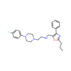 CCCc1nc(-c2ccccc2)c(CNCCN2CCN(c3ccc(F)cc3)CC2)o1 ZINC000053229045