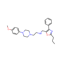 CCCc1nc(-c2ccccc2)c(CNCCN2CCN(c3ccc(OC)cc3)CC2)o1 ZINC000053226460