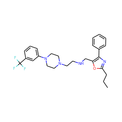 CCCc1nc(-c2ccccc2)c(CNCCN2CCN(c3cccc(C(F)(F)F)c3)CC2)o1 ZINC000053312943