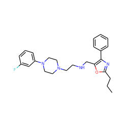 CCCc1nc(-c2ccccc2)c(CNCCN2CCN(c3cccc(F)c3)CC2)o1 ZINC000053313390