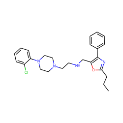 CCCc1nc(-c2ccccc2)c(CNCCN2CCN(c3ccccc3Cl)CC2)o1 ZINC000053230640