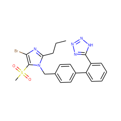 CCCc1nc(Br)c(S(C)(=O)=O)n1Cc1ccc(-c2ccccc2-c2nnn[nH]2)cc1 ZINC000040423414