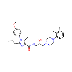 CCCc1nc(C(=O)NC[C@H](O)CN2CCN(c3cccc(C)c3C)CC2)c(C)n1-c1ccc(OC)cc1 ZINC000072104653