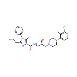 CCCc1nc(C(=O)NC[C@H](O)CN2CCN(c3cccc(Cl)c3C)CC2)c(C)n1-c1ccccc1 ZINC000072106087