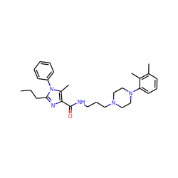 CCCc1nc(C(=O)NCCCN2CCN(c3cccc(C)c3C)CC2)c(C)n1-c1ccccc1 ZINC000072104848