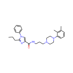 CCCc1nc(C(=O)NCCCN2CCN(c3cccc(C)c3C)CC2)cn1-c1ccccc1 ZINC000072104792