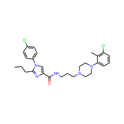 CCCc1nc(C(=O)NCCCN2CCN(c3cccc(Cl)c3C)CC2)cn1-c1ccc(Cl)cc1 ZINC000072104696