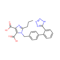 CCCc1nc(C(=O)O)c(C(=O)O)n1Cc1ccc(-c2ccccc2-c2nnn[nH]2)cc1 ZINC000003792193